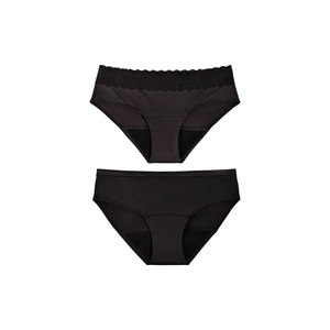 Combo Panties Hipster Negro + Bikini Negro - Flujo Regular
